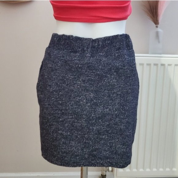 Wool Grey Double Lined Drawstring Grey Heathered Skirt - Picture 14 of 16